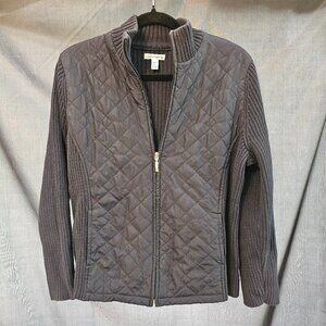 Croft & Barrow black quilted front cardigan. Size PL